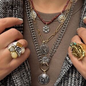 ZARA STYLE 3-PACK MEDALLION CHAIN NECKLACES